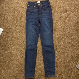J.Crew 10” High-Rise Toothpick Jeans in Dark Blue Wash